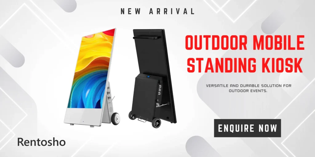 Front and back view of Outdoor Mobile Standing Kiosk